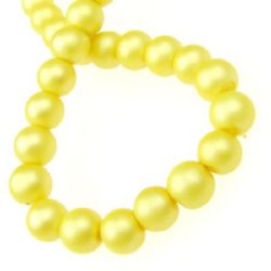 Lustrous pearl coated glass beads strand, round for jewelry making 8 mm hole 1 mm matte gold ~ 80 cm ~ 115 pieces