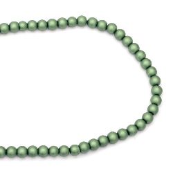 Pearl glass beads  strands, glossy balls for jewelry necklace craft making 8 mm, hole 1.5 mm, matt green - 80 cm, approx 106 pieces