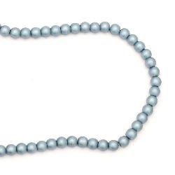 Round glass beads, pearl string for DIY jewelry findings 8 mm, hole 1.5 mm, matt blue - 80 cm, approx 106 pieces
