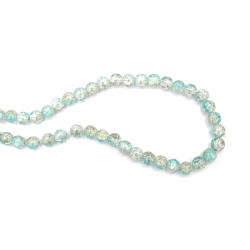 Γυάλινες Χάντρες Κρακλέ – 10 mm, οπή 1 mm, διάφανες με επικάλυψη AB, σε λευκό & μπλε με μωβ απόχρωση, σειρά ~80 τεμ – ιδανικές για κατασκευή κοσμημάτων, πλέξιμο με χάντρες & DIY χειροτεχνίες