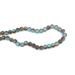 Margele din sticlă crackle mate – rotunde 10 mm (aprox. 85 buc.) – transparente, în mix albastru & maro, cu accent auriu – perfecte pentru bijuterii și proiecte creative