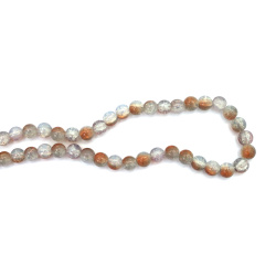 Mărgele din sticlă crăpată 10 mm – alb transparent și portocaliu (mix), gaură 1 mm, șirag ~80 buc – perfecte pentru bijuterii handmade colorate și proiecte creative DIY