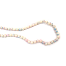 Charming Sprayed Glass Beads 8 mm – Milky White, Pink & Blue, Hole 1 mm, Strand ~105 pcs – Perfect for Creating Playful Jewelry & Colorful Handmade Designs