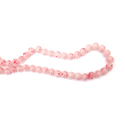 Painted Glass Beads – 10 mm Round (Approx. 80 pcs) – White with Soft Pink Brush Effect – Perfect for Jewelry & Artistic Designs