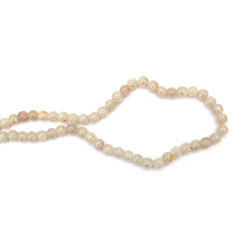 Șirag de mărgele din sticlă crackle – rotunde 8 mm, gaură 1 mm – fildeș cu detalii aurii ~ 100 mărgele