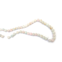 Crackle Glass Beads 8 mm, White, Pink & Blue with Gold Accent, Hole 1 mm, ~105 pcs – For Jewelry & Crafts