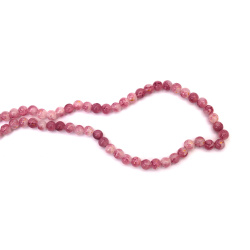 Șir de mărgele de sticlă CRACKLE bilă 8 mm gaură 1 mm vopsite în alb și violet cu accente aurii ~105 bucăți