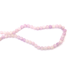 Delicate Crackle Glass Beads Strand – 8 mm – White and Lavender with Gold Highlights ~ 105 pcs – Great for Handmade Jewelry & Decorative Crafts