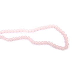 Mărgele din sticlă imitație de jad 8 mm – roz deschis, gaură 1 mm, șirag ~105 buc. – perfecte pentru crearea bijuteriilor romantice și proiecte handmade elegante