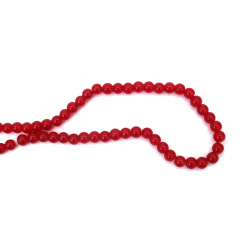 Red Glass Beads – 8 mm Round Jade Imitation (Approx. 110 pcs) – Perfect for Jewelry Making & Creative Projects