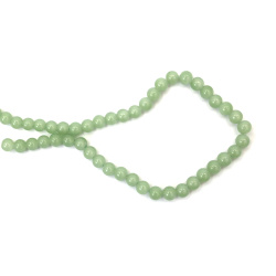 Delicate Jade-Look Glass Beads Strand – 8 mm, Soft Pastel Green ~ 110 Pieces – Ideal for Handmade Jewelry & Decorative Creations