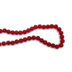 Red Glass Beads – 10 mm Round Jade Imitation (Approx. 85 pcs) – Perfect for Jewelry Making & Creative Projects
