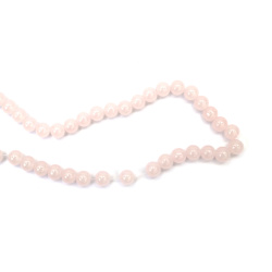 Mărgele delicate din sticlă imitație jad 10 mm – roz pal, gaură 1 mm, șirag ~85 buc – perfecte pentru bijuterii romantice handmade