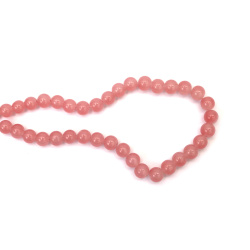 Elegant Imitation Jade Glass Beads 10 mm – Pink, Hole 1 mm, Strand ~85 pcs – Perfect for Creating Romantic Jewelry & Graceful Handmade Designs