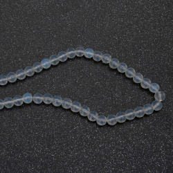 Mărgele elegante din sticlă imitație piatră lunii 8 mm – alb, gaură 1 mm, șirag ~100 buc. – perfecte pentru bijuterii eterice, DIY handmade