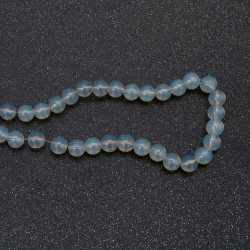 Mărgele din sticlă imitație piatră lunii – 10 mm, gaură 1 mm, alb, șirag ~85 buc – ideale pentru bijuterii, mărgelit și proiecte craft/DIY