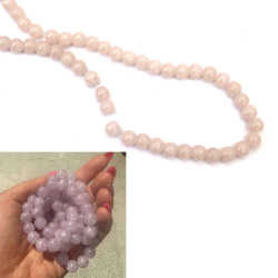 Mărgele fotocromice din sticlă crăpată – 10 mm, gaură 1 mm, roz pal devine violet la soare, șirag ~85 buc – ideale pentru bijuterii handmade, beading și proiecte craft