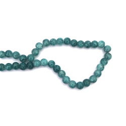 Painted Crackle Glass Beads 10 mm – Teal, Hole 1.5 mm, Strand ~85 pcs – Perfect for Creating Bold Jewelry & Artistic Handmade Designs