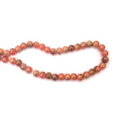 Mărgele din sticlă crackle – Ø 10 mm, gaură 1 mm, vopsite roz și gri, cu finisaj de culoare aurie, șirag ~85 buc – ideale pentru confecționarea bijuteriilor, mărgelit și proiecte DIY/craft