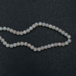 Crackle Glass Beads 8 mm, Pale Pink with Blue Tint, AB Coating, Hole 1 mm, ~110 pcs – For Jewelry & Crafts