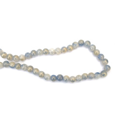 Mărgele din sticlă crăpată pictate 10 mm – alb & albastru, cu acoperire de culoare aurie, gaură 1 mm, șirag ~85 bucăți – perfecte pentru crearea de bijuterii luxoase și designuri handmade artistice