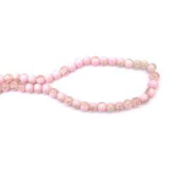 Delicate Crackle Glass Beads 10 mm – Transparent White with Light Pink Paint, Hole 1 mm, Strand ~85 pcs – Perfect for Creating Romantic Jewelry