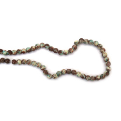 Artistic Sprayed Glass Beads 8 mm – White, Brown & Light Blue, Hole 1 mm, Strand ~105 pcs – Perfect for Creating Unique Jewelry & Creative Handmade Designs
