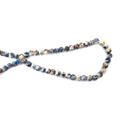 Artistic Sprayed Glass Beads 8 mm – Milky White, Brown & Blue, Hole 1 mm, Strand ~105 pcs – Perfect for Creating Modern Jewelry & Unique Handmade Designs