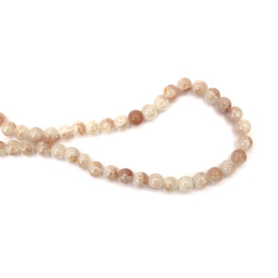 Crackle Glass Beads 10 mm – White & Brown with Golden Accent, Hole 1 mm, Strand ~85 pcs – Perfect for Creating Luxurious Jewelry