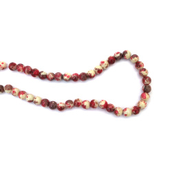 Artistic Sprayed Glass Beads 8 mm – White, Red & Brown, Hole 1 mm, Strand ~105 pcs – Perfect for Creating Warm Jewelry & Unique Handmade Designs