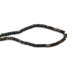 Glass Beads Cylinder – 8x10 mm, Hole 1 mm, Sprayed Beige, Blue and Black, Strand ~72 pcs – Ideal for Jewelry Making, Beading & Craft Projects