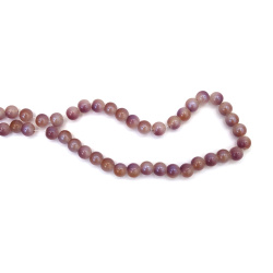 Glass Beads 10 mm – Violet & Beige with Blue Tint, AB Coating, Hole 1 mm, Strand ~85 pcs – Perfect for Creating Shimmering Jewelry & Artistic Handmade Designs