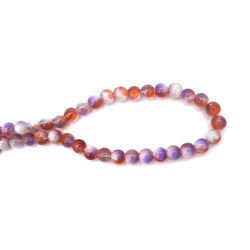 Glass Beads – 10 mm, Hole 1 mm, Transparent Painted White, Orange and Purple with White Paint, Strand ~85 pcs – Ideal for Jewelry Making, Beading & Craft Projects