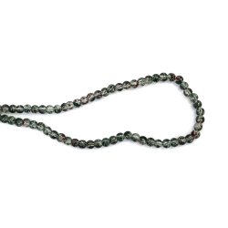 Festive Crackle Glass Beads 6 mm – Transparent White with Red & Dark Green Paint, Hole 1 mm, Strand ~140 pcs – Perfect for Creating Holiday Jewelry