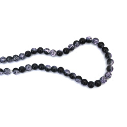 Mystic Crackle Glass Beads 10 mm – Transparent Purple with Black Paint, Hole 1 mm, Strand ~85 pcs – Perfect for Creating Dramatic Jewelry