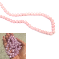 Наниз фотохромни мъниста стъкло КРАКЪЛ топче 10 мм дупка 1 мм цвят розов става светло лилав на слънце ±85 броя