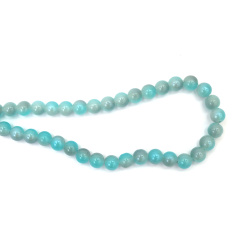 Mărgele din sticlă elegante 10 mm, albastru și gri asortate cu tentă albastră, efect AB, gaură 1 mm, șirag ~85 buc – perfecte pentru bijuterii strălucitoare și creații handmade artistice