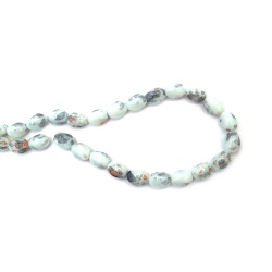 Artistic Painted Glass Twisted Beads 10x13 mm – White, Black & Orange, Hole 1.5 mm, Strand ~60 pcs – Perfect for Creating Modern Jewelry & Unique Handmade Designs