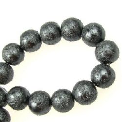 String Glass Round Beads with Embossed Pearl Coating, 10 mm, Hole: 2 mm, Gray ~ 83 pieces