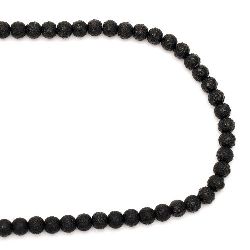 String rough glass beads 8~8.5x7.5~8mm hole 1.5mm black ~ 106 pieces