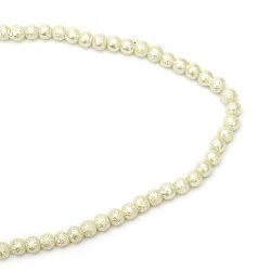 Glass rough beads strands for DIY necklaces, bracelets and garment accessories making, 8~8.5x7.5~8mm hole 1.5mm color ivory ~ 106 pieces