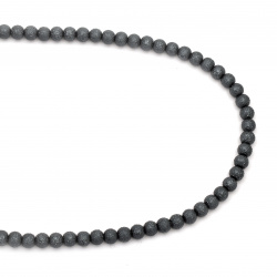 Glass beads strands for jewelry making, rough ball 8~8.5x7.5 ~ 8 mm hole 1.5 mm gray ~ 106 pieces