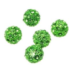 SHAMBALLA Metal Bead with Crystals for DIY Bracelet Necklace Jewelry Making, 12 mm, Hole: 2.5 mm, Green