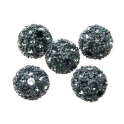 Stoc epuizat. Primeste notificare pe email cand produsul revine in stoc Perle metalice Shambhala cu cristale 12 mm gaură 2,5 mm gri