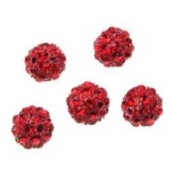 Margele metalic Shambhala cu cristale 10 mm gaură 1,7 mm roșu