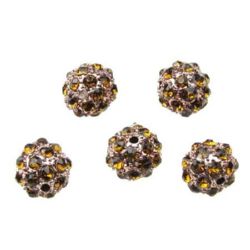 Shambhala metal bead with crystals for handmade vintage jewelry 10 mm hole 1.7 mm old gold