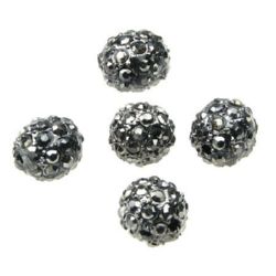 SHAMBALLA Metal Rhinestone Crystal Beads, 10 mm, Hole: 1.7 mm, Gray