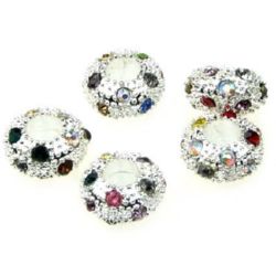 Margel Shambhala culoare metal argintiu cu cristale mix 11x6 mm gaură 5 mm