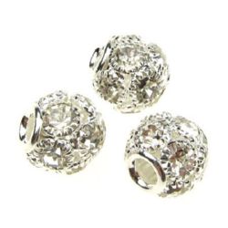 Glamorous Shambhala metal charm bead with crystals 12x10 mm hole 4 mm silver
