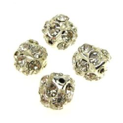 Shambhala metal bead with crystals for DIY jewelry findings 8 mm hole 1.5 mm silver